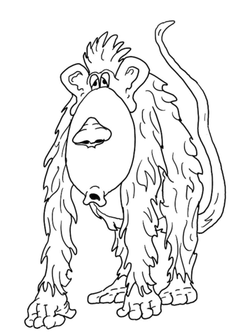 Hairy Monkey Coloring Page